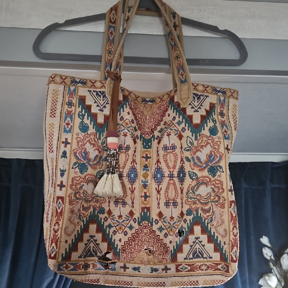 Johnny Was Bohemian Canvas Tote Bag